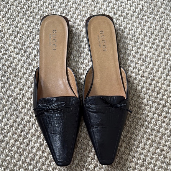 Tom Ford Era Gucci Vintage Black Leather Mules - Picture 4 of 8